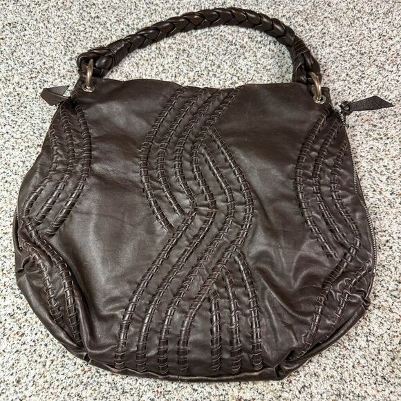 Fenn Wright Manson Brown Leather Hobo Bag with Braided Strap - Picture 1 of 8